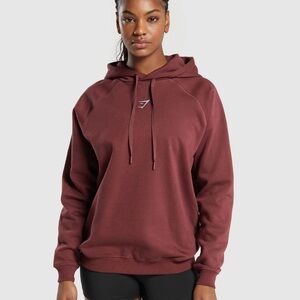 Gymshark Oversized Training Hoodie Sweatshirt Logo Pocket Brick Brown Lifting